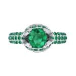 Triple Pave Grotto Emerald Engagement Ring (1.31 CTW) Top Flat View
