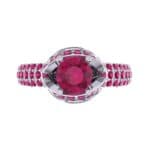Triple Pave Grotto Ruby Engagement Ring (1.31 CTW) Top Flat View
