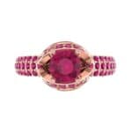 Triple Pave Grotto Ruby Engagement Ring (1.31 CTW) Top Flat View