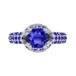 Triple Pave Grotto Blue Sapphire Engagement Ring (1.31 CTW) Top Flat View