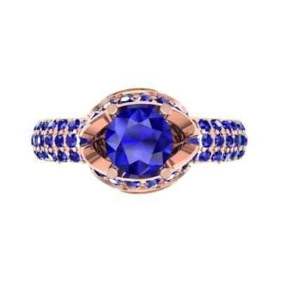 Triple Pave Grotto Blue Sapphire Engagement Ring (1.31 CTW) Top Flat View