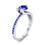 Asymmetrical Three-Prong Blue Sapphire Engagement Ring (1.17 CTW) Perspective View