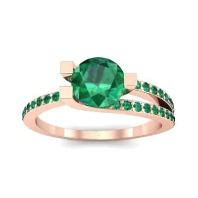 Asymmetrical Three-Prong Emerald Engagement Ring (1.17 CTW) Top Dynamic View