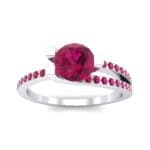 Asymmetrical Three-Prong Ruby Engagement Ring (1.17 CTW) Top Dynamic View