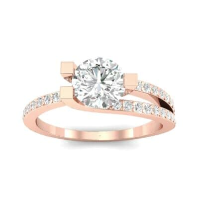 Asymmetrical Three-Prong Diamond Engagement Ring (1.17 CTW) Top Dynamic View