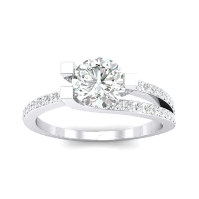 Asymmetrical Three-Prong Diamond Engagement Ring (1.17 CTW) Top Dynamic View