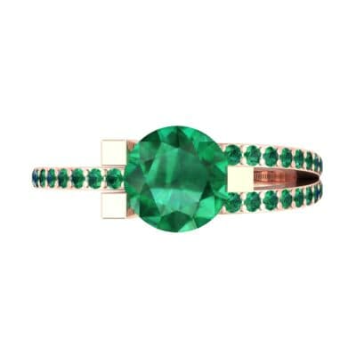 Asymmetrical Three-Prong Emerald Engagement Ring (1.17 CTW) Top Flat View
