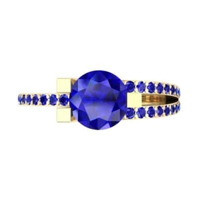 Asymmetrical Three-Prong Blue Sapphire Engagement Ring (1.17 CTW) Top Flat View
