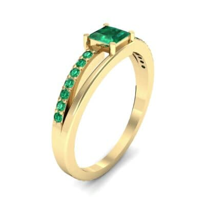 Princess-Cut Bypass Emerald Engagement Ring (0.53 CTW) Perspective View
