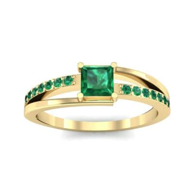 Princess-Cut Bypass Emerald Engagement Ring (0.53 CTW) Top Dynamic View