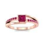 Princess-Cut Bypass Ruby Engagement Ring (0.53 CTW) Top Dynamic View