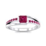 Princess-Cut Bypass Ruby Engagement Ring (0.53 CTW) Top Dynamic View