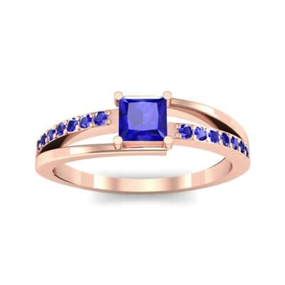 Princess-Cut Bypass Blue Sapphire Engagement Ring (0.53 CTW) Top Dynamic View