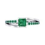 Princess-Cut Bypass Emerald Engagement Ring (0.53 CTW) Top Flat View