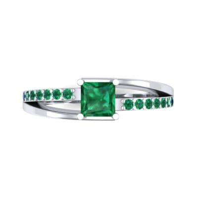 Princess-Cut Bypass Emerald Engagement Ring (0.53 CTW) Top Flat View