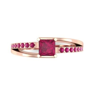 Princess-Cut Bypass Ruby Engagement Ring (0.53 CTW) Top Flat View