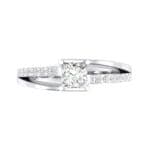 Princess-Cut Bypass Crystal Engagement Ring (0.53 CTW) Top Flat View