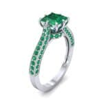 Princess Three-Sided Pave Emerald Engagement Ring (1 CTW) Perspective View