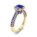 Princess Three-Sided Pave Blue Sapphire Engagement Ring (1 CTW) Perspective View