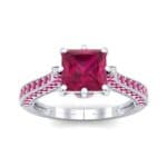 Princess Three-Sided Pave Ruby Engagement Ring (1 CTW) Top Dynamic View