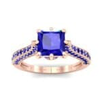 Princess Three-Sided Pave Blue Sapphire Engagement Ring (1 CTW) Top Dynamic View