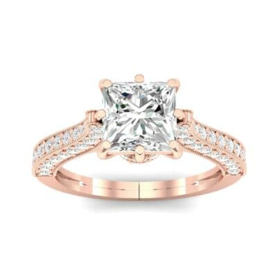 Princess Three-Sided Pave Diamond Engagement Ring (1 CTW) Top Dynamic View