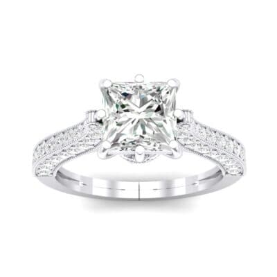 Princess Three-Sided Pave Crystal Engagement Ring (1 CTW) Top Dynamic View