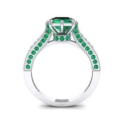 Princess Three-Sided Pave Emerald Engagement Ring (1 CTW) Side View