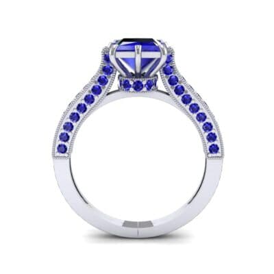 Princess Three-Sided Pave Blue Sapphire Engagement Ring (1 CTW) Side View