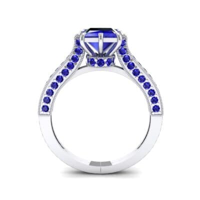 Princess Three-Sided Pave Blue Sapphire Engagement Ring (1 CTW) Side View
