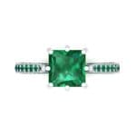 Princess Three-Sided Pave Emerald Engagement Ring (1 CTW) Top Flat View