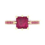 Princess Three-Sided Pave Ruby Engagement Ring (1 CTW) Top Flat View