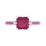 Princess Three-Sided Pave Ruby Engagement Ring (1 CTW) Top Flat View