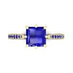 Princess Three-Sided Pave Blue Sapphire Engagement Ring (1 CTW) Top Flat View