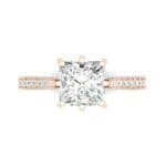 Princess Three-Sided Pave Diamond Engagement Ring (1 CTW) Top Flat View