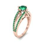 Split Shank Cathedral Emerald Engagement Ring (1 CTW) Perspective View