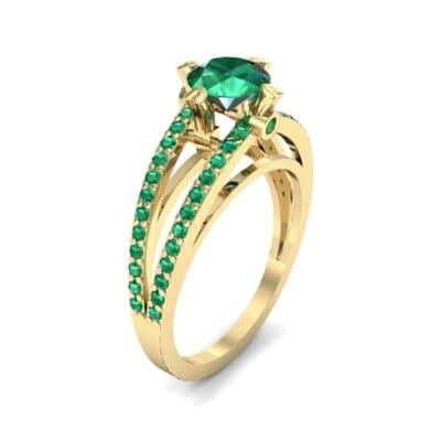 Split Shank Cathedral Emerald Engagement Ring (1 CTW) Perspective View