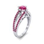 Split Shank Cathedral Ruby Engagement Ring (1 CTW) Perspective View