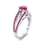 Split Shank Cathedral Ruby Engagement Ring (1 CTW) Perspective View