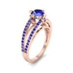 Split Shank Cathedral Blue Sapphire Engagement Ring (1 CTW) Perspective View