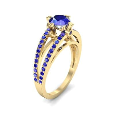 Split Shank Cathedral Blue Sapphire Engagement Ring (1 CTW) Perspective View