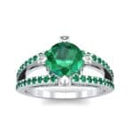 Split Shank Cathedral Emerald Engagement Ring (1 CTW) Top Dynamic View