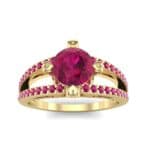 Split Shank Cathedral Ruby Engagement Ring (1 CTW) Top Dynamic View