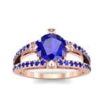 Split Shank Cathedral Blue Sapphire Engagement Ring (1 CTW) Top Dynamic View