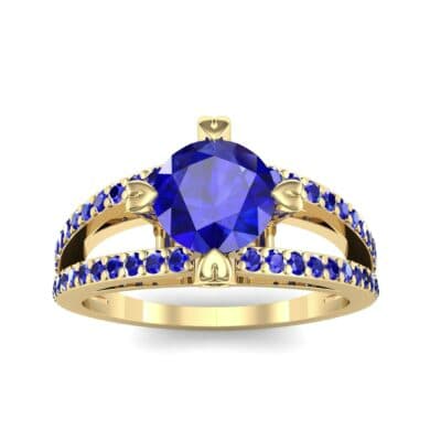 Split Shank Cathedral Blue Sapphire Engagement Ring (1 CTW) Top Dynamic View