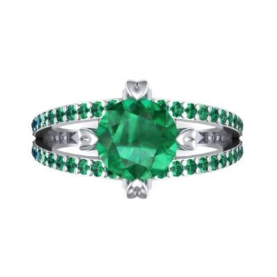 Split Shank Cathedral Emerald Engagement Ring (1 CTW) Top Flat View