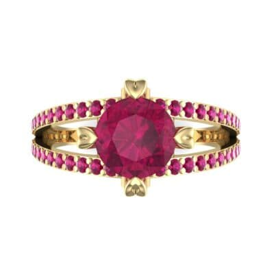 Split Shank Cathedral Ruby Engagement Ring (1 CTW) Top Flat View