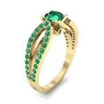 Pave Loop Shank Solitaire Emerald Engagement Ring (1.02 CTW) Perspective View
