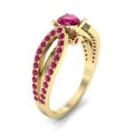 Pave Loop Shank Solitaire Ruby Engagement Ring (1.02 CTW) Perspective View