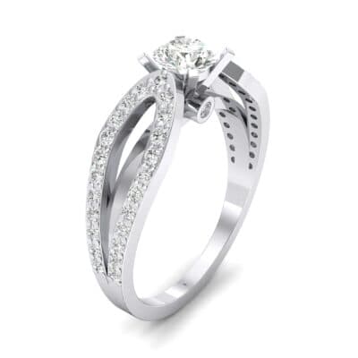 Pave Loop Shank Solitaire Diamond Engagement Ring (1.02 CTW) Perspective View